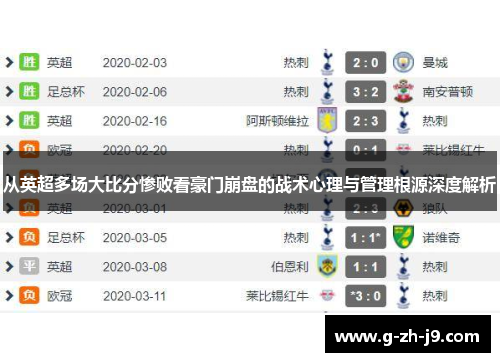从英超多场大比分惨败看豪门崩盘的战术心理与管理根源深度解析